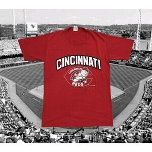 Vintage Cincinnati Reds T-Shirt 80s Velva Sheen USA Single Stitch Adult Medium